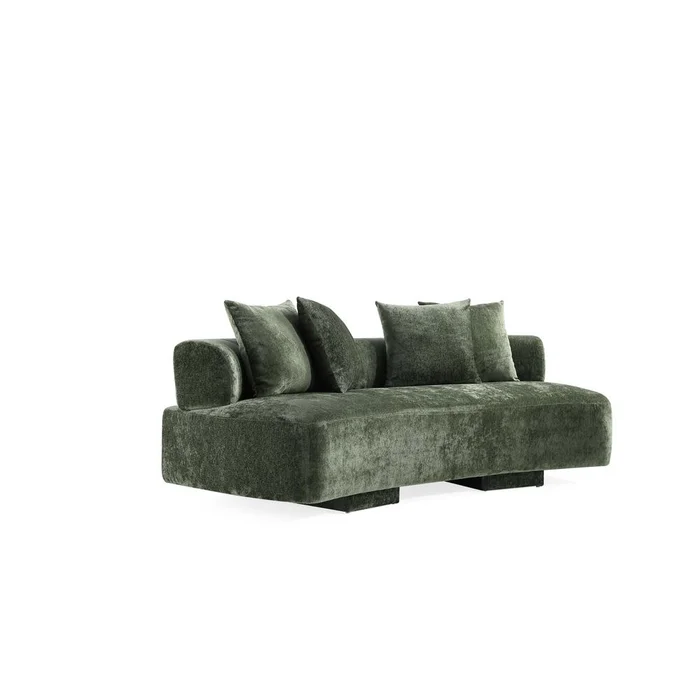 Manhattan Comfort – 3-Piece Verandah Chenille Sofa, XL Sofa, and Accent Chair with Wood with Fabric Upholstery Legs in Olive Green – 3-SFLSAC17-OG