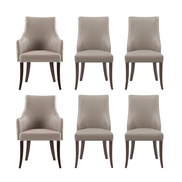 Manhattan Comfort – 6-Piece Connie Dining Chair and Arm Chair in Taupe – 6-DC095-TP