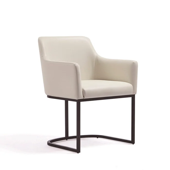 Manhattan Comfort – 6-Piece Serena Dining Armchair – LeatheretteDining Chair – Faux Leather Dining Set with Steel Legs in Cream – 6-DC056-CR