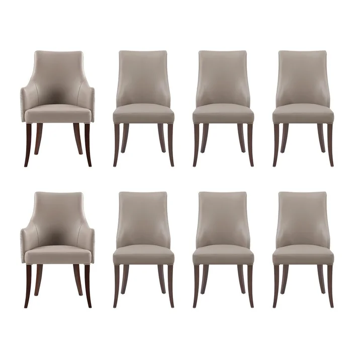 Manhattan Comfort – 8-Piece Connie Dining Chair and Arm Chair in Taupe – 8-DC095-TP