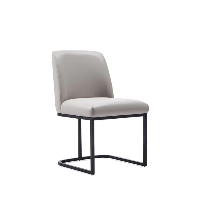 Manhattan Comfort – 8-Piece Serena Dining Armchair – LeatheretteDining Chair – Faux Leather Dining Set with Steel Legs in Light Grey – 8-DC056-LG