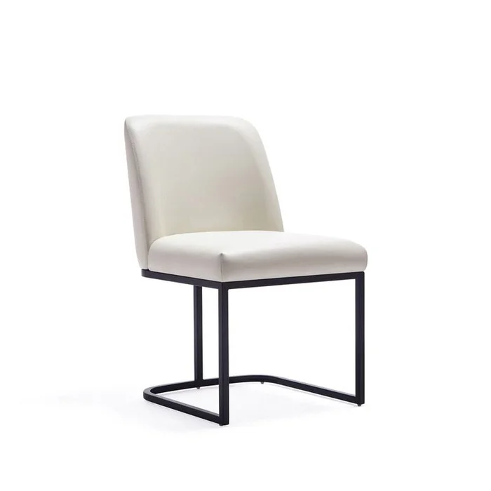 Manhattan Comfort – 8-Piece Serena Dining Armchair – LeatheretteDining Chair – Faux Leather Dining Set with Steel Legs in Cream – 8-DC056-CR