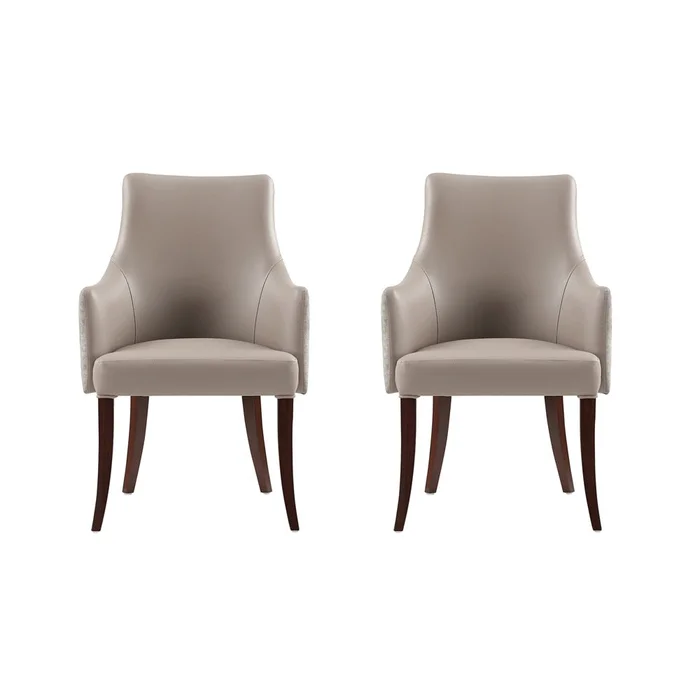 Manhattan Comfort – Connie Dining Armchair in Taupe – Set of 2 – 2-DC095AR-TP