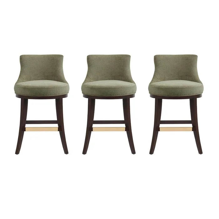 Manhattan Comfort – Lucia Counter Stool in Leaf Green – Set of 3 – 3-CS022-GR