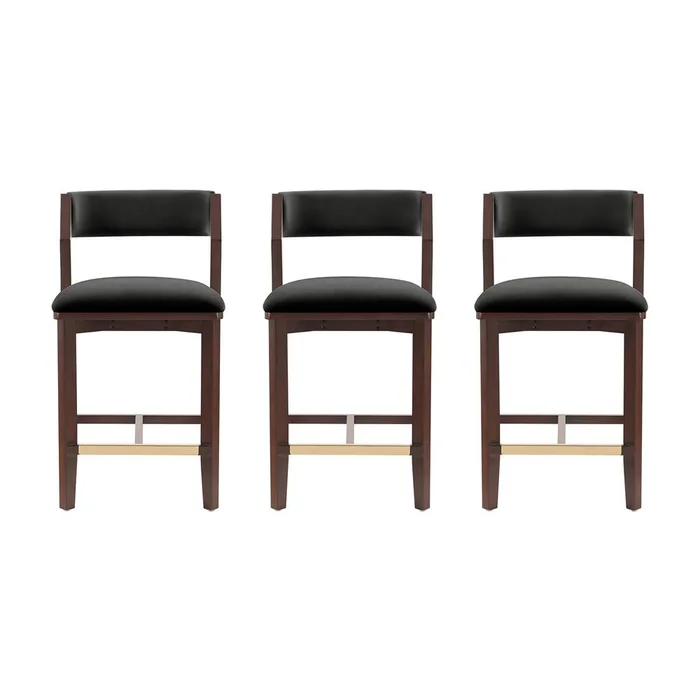 Manhattan Comfort – Patricia Counter Stool in Black – Set of 3 – 3-CS023-BK