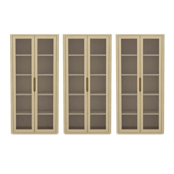 Manhattan Comfort – Rivington 38in Bookcase Cabinet in Natural Oak (5-Shelf) – Set of 3 – 3-BC005-NA