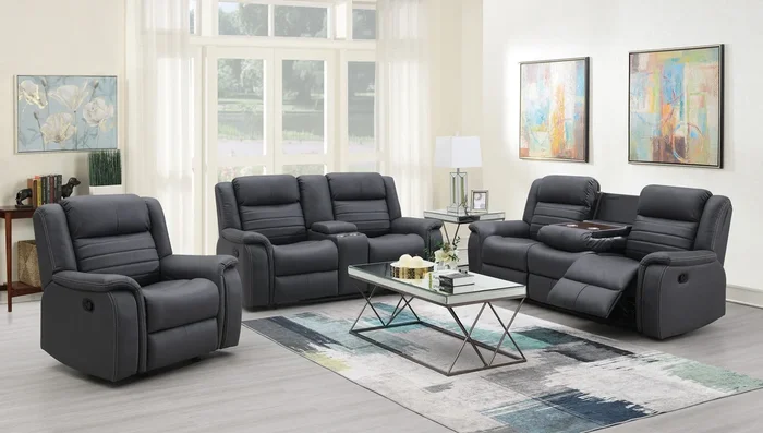 Max Grey 3-Piece Reclining Living Room Set