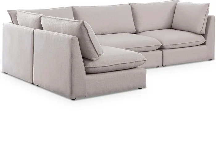 Meridian Furniture – Mackenzie Beige Durable Linen Textured Modular Sectional – 4Pc – 688Beige-Sec4A