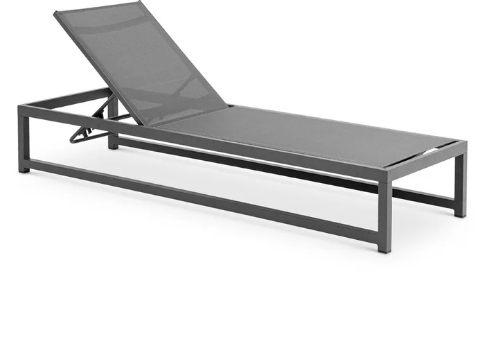 Meridian Furniture – Maldives Grey Mesh Water Resistant Fabric Outdoor Patio Adjustable Sun Chaise Lounge Chair – 348Grey