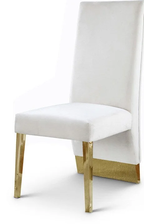 Meridian Furniture – Porsha Cream Velvet Dining Chair (Set of 2) – 755Cream-C