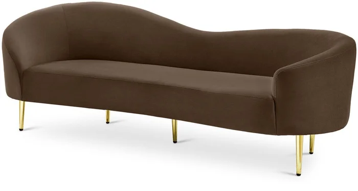 Meridian Furniture – Ritz Brown Velvet Sofa – 659Brown-S