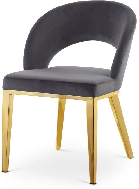 Meridian Furniture – Roberto Grey Velvet Dining Chair – 765Grey-C