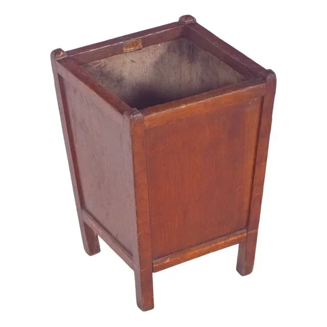 Mid-Century Portuguese Wooden Trash Can from Olaio, 1950s
