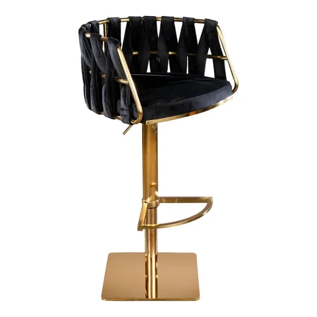 Milano Adjustable Swivel Counter Bar Chair in Black & Gold