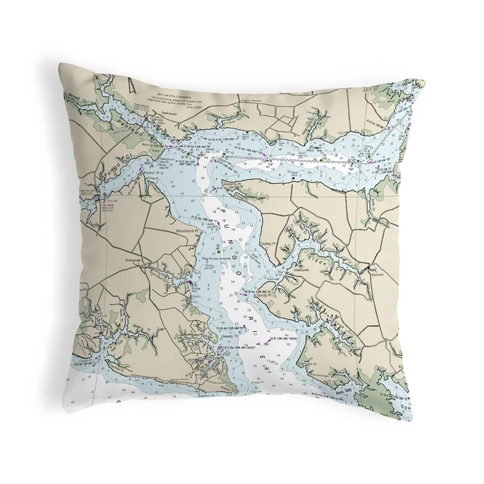 Nautical Map Indoor/Outdoor Pillow – Reversible Water Resistant Design