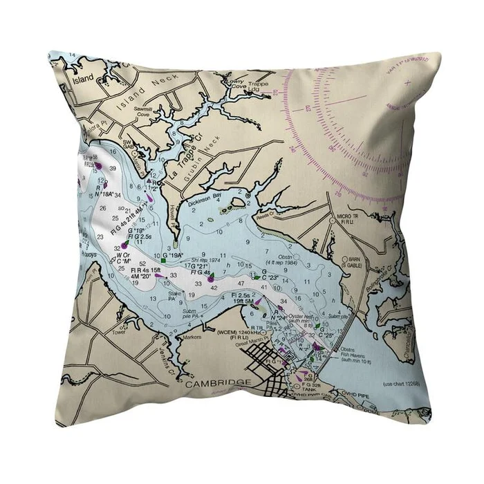 Nautical Map Indoor/Outdoor Pillows – Water Resistant & Art on Both Sides