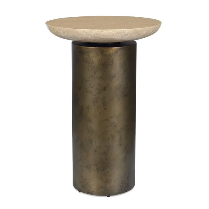 Olso Outdoor Round Accent Table in Brass