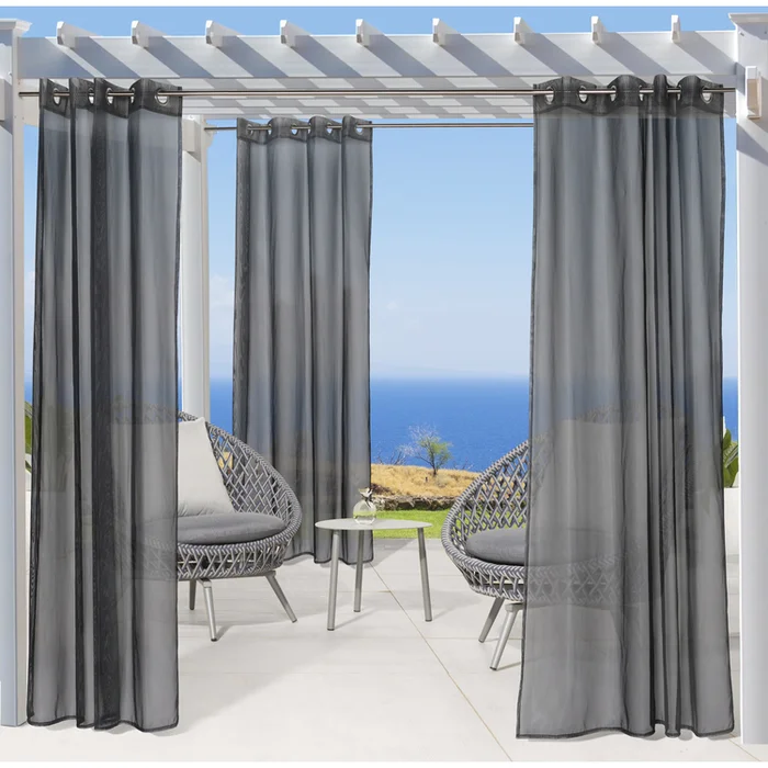 Outdoor Decor No Se’em Grommet Curtain Panel Window Dressing 50 x 96 in Black