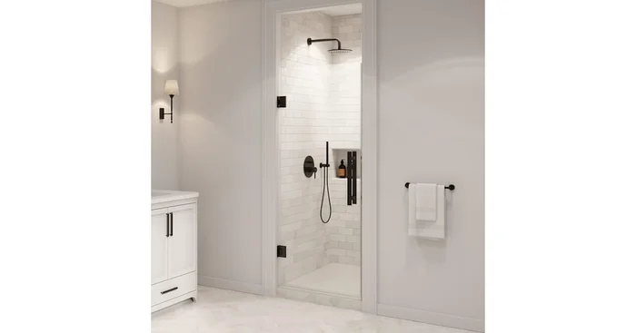 Ove Decors Panama 72″ High x 30-11/16″ Wide Hinged Frameless Shower Door with Clear Glass