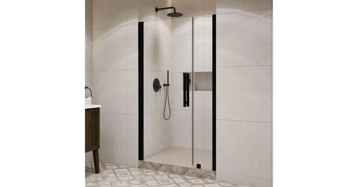Ove Decors Pasadena 72″ High x 43-3/8″ Wide Pivot Frameless Shower Door with Clear Glass