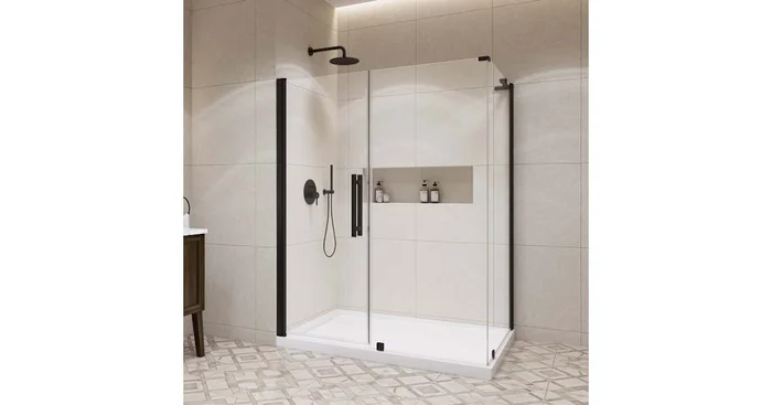 Ove Decors Pasadena 74-3/4″ High x 60″ Wide x 36″ Deep Pivot Frameless Shower Enclosure with Clear Glass