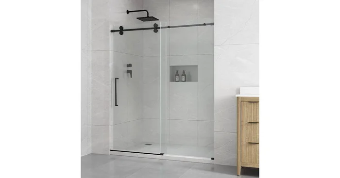 Ove Decors Reva 74″ High x 60″ Wide Sliding Frameless Shower Door with Clear Glass