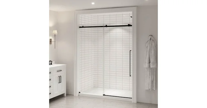 Ove Decors Selby 74″ High x 60″ Wide Sliding Frameless Shower Door with Clear Glass