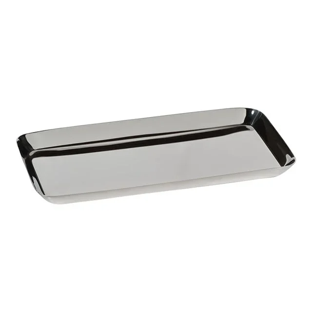 Perpignan Versatile Rectangular Polished Steel Tray, Small, Nickel