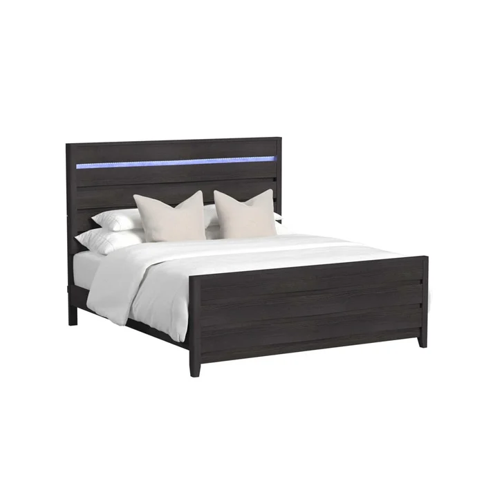 Picket House Furnishings – Chett King Bed with LED in Black – B-15990-8-KBL