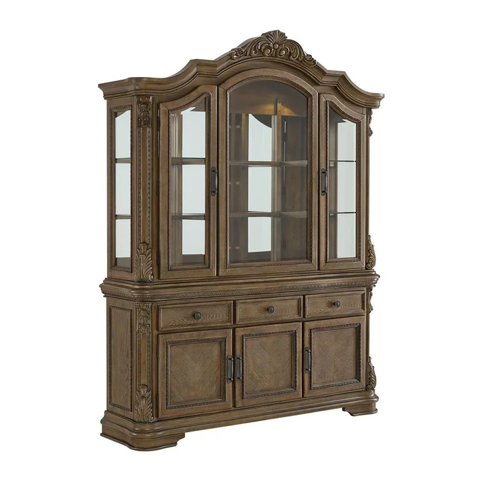 Picket House Furnishings – Denali Server and Hutch with LED in Walnut – DA-10460-5-SVHT