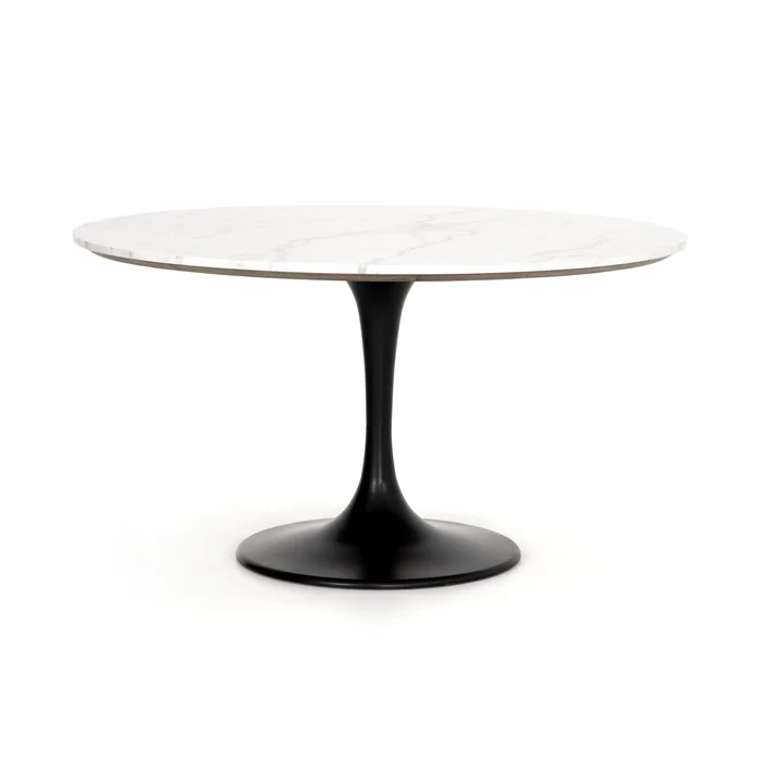 Powell 55″ Dining Table – White Marble | ready to ship!