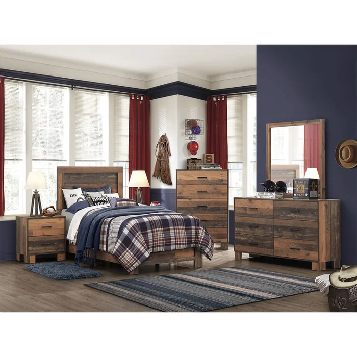 Rustic Pine Wood Bedroom Set Sidney Collection Twin Size – Coaster