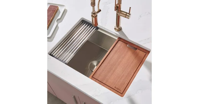 Ruvati Roma Pro 27″ Undermount Single Basin Stainless Steel Kitchen Sink with Basket Strainer and Cutting Board