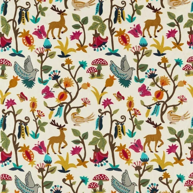 Sanderson Forest of Dean Fabric in Brights/Multi – a Sample