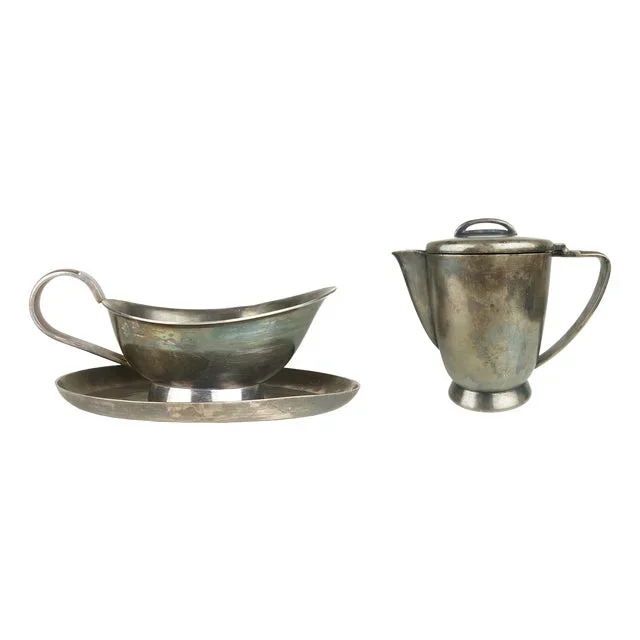 Silver-Plated Milk Jug and Gravy Boat by Gio Ponti for Calderoni, 1930s, Set of 2
