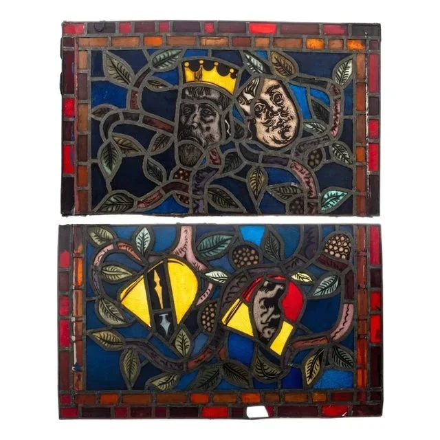 Stained Glass Window Panels, Pair