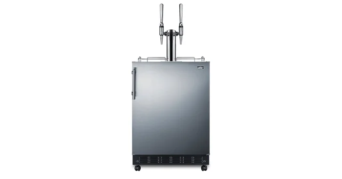 Summit 24 Inch Wide 5.3 Cu. Ft. Free Standing Double Tap Coffee Kegerator with Automatic Defrost