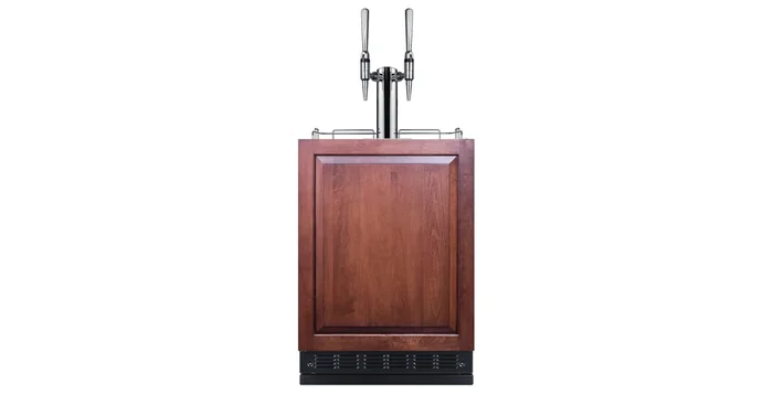 Summit 24 Inch Wide 5.3 Cu. Ft. Panel Ready Free Standing Double Tap Coffee Kegerator with Height Adjustable Legs