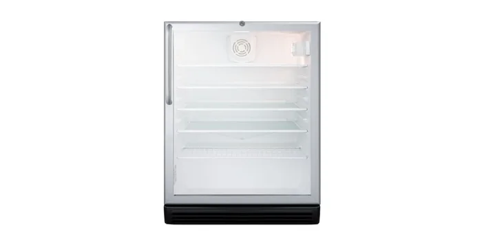 Summit 24 Inch Wide 5.5 Cu. Ft. Free Standing Beverage Center with Stainless Steel Wrapped Cabinet and Door Lock