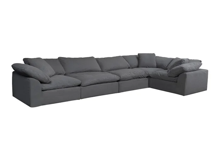 Sunset Trading – Contemporary Puff Collection 5PC Modular L-Shaped Sectional Sofa Gray – SU-1458-94-3C-2A