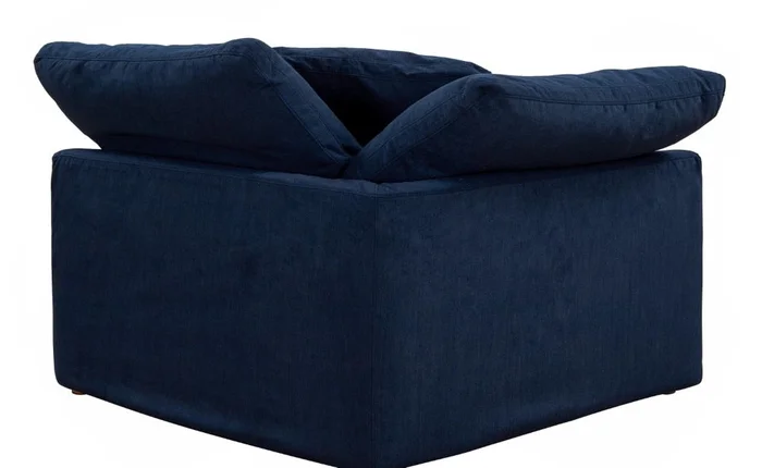 Sunset Trading – Contemporary Puff Collection Slipcover Only for 3PC 132in Sectional Sofa Navy Blue – SU-1458SC-49-2C-1A