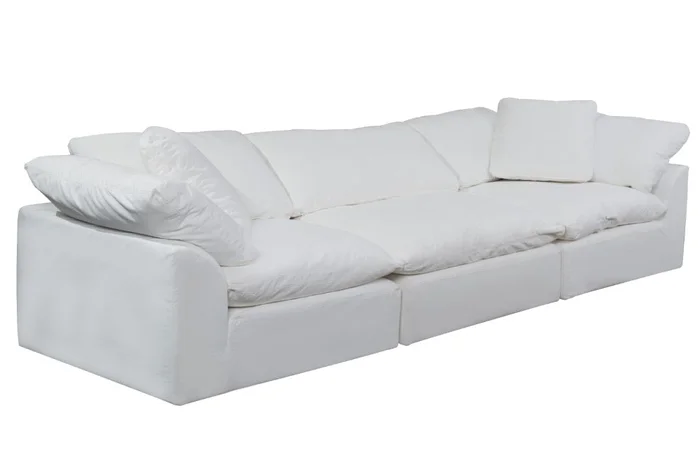 Sunset Trading – Contemporary Puff Collection Slipcover Only for 3PC 132in Sectional Sofa White – SU-1458SC-81-2C-1A