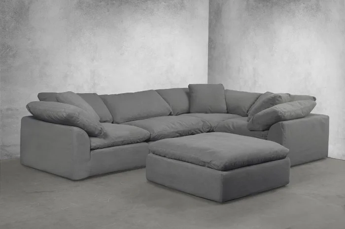 Sunset Trading – Contemporary Puff Collection Slipcover Only for 44in Square Modular Ottoman Gray – SU-145830SC-391094