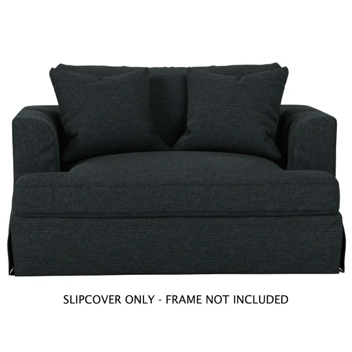 Sunset Trading – Newport Slipcover Only for 52in Wide Chair and A Half 2 Throw Pillow Covers Dark Gray – SY-130015SC-391098