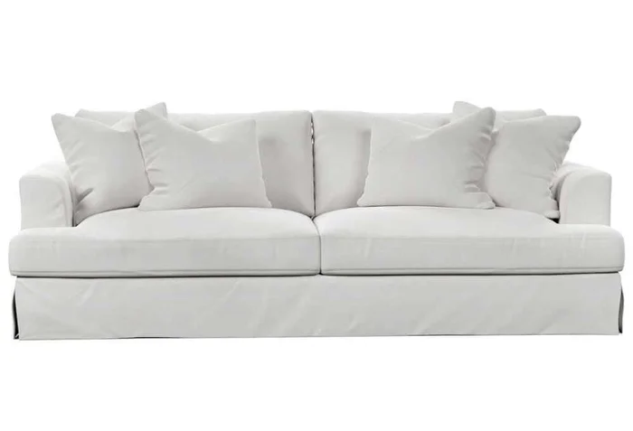 Sunset Trading – Newport Slipcover Only for Recessed Fin Arm 94in Sofa 4 Throw Pillow Covers White – SY-130000SC-391081