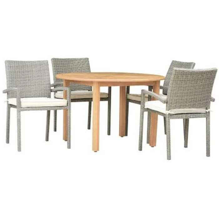 Teak Finish Patio Dining Set – 5-Piece Outdoor Furniture Set