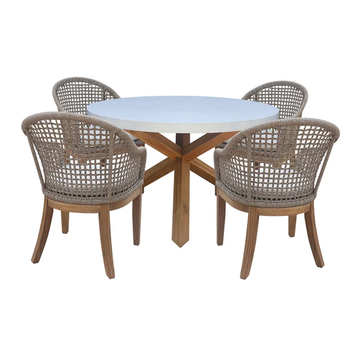 Teak Patio Furniture Set – 5 Piece Outdoor Dining Table and Chairs