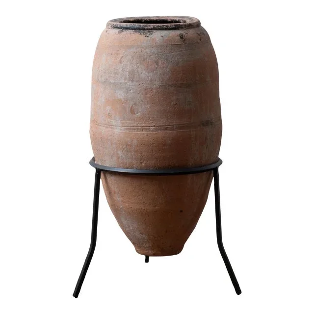 Terracotta Olive Jar on Stand, 19th Century