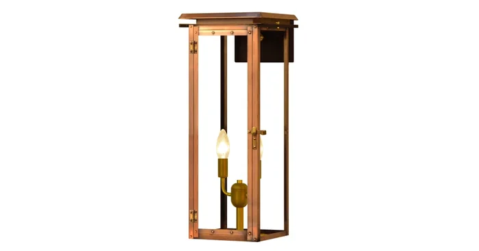 The CopperSmith Hyland 2 Light 20-1/2″ Tall Copper Electric Outdoor Wall Sconce