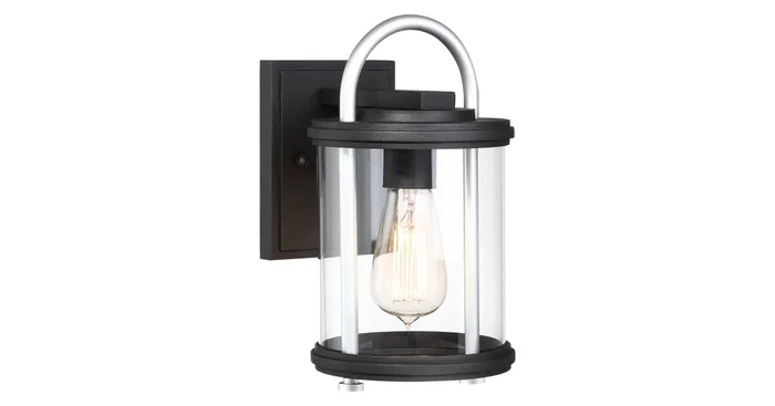 The Great Outdoors Keyser 1 Light 11.25″ Tall Outdoor Wall Sconce with Clear Glass Shade